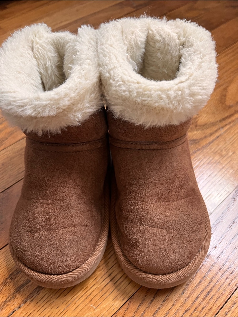 H&M Brown Faux-Shearling Kids Winter Boots with Cream Collar